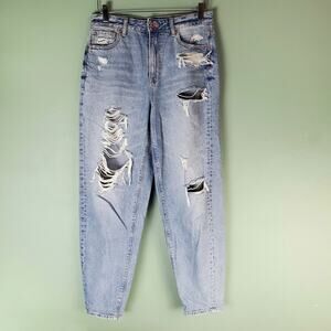 American Eagle Womens Distressed Relaxed Mom Jeans Size 4 Long